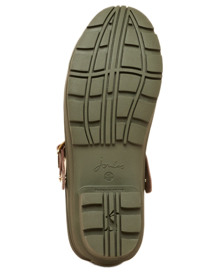 Khaki Green coloured Joules Womens Elbridge Welly Clogs on white background #colour_khaki-green