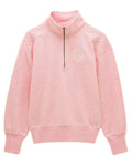 Pink coloured Joules Womens Embroidered Quarter Zip Sweatshirt on white background #colour_pink