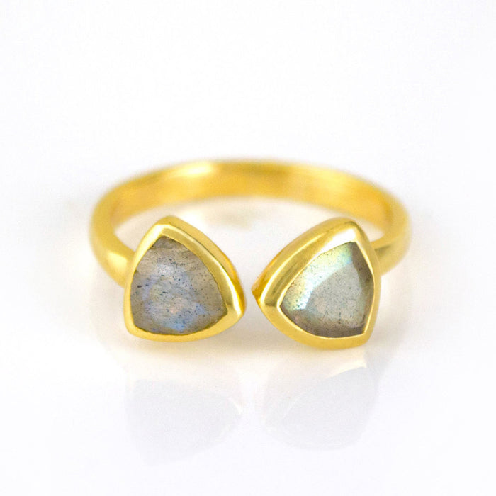 Labradorite triangle ring, adjustable Labradorite ring, double triangle Labradorite, personalized Labradorite jewelry, sterling silver Labradorite ring, gold Labradorite ring, rose gold Labradorite ring, unique Labradorite gemstone, Labradorite birthstone ring, custom triangle-cut Labradorite, bespoke Labradorite jewelry, chic Labradorite accessory, elegant blue-gray gemstone ring, Labradorite stacking ring, custom gemstone jewelry, trendy triangle ring, adjustable Labradorite band, unique birthstone