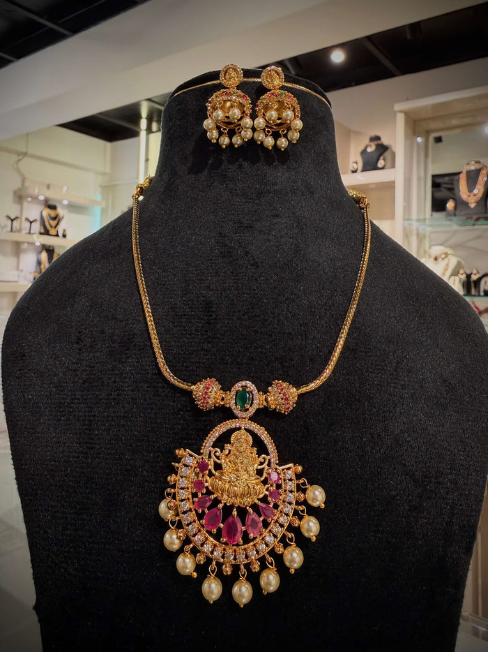 Lakshmi Ruby Pearldrop Necklace Set