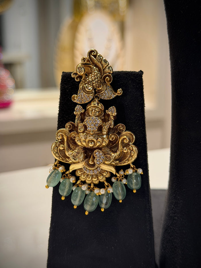 Lakshmi Temple Pendant Long Chain Set
