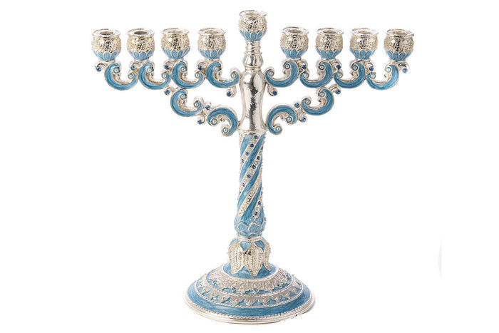 Legacy Lt. Blue and Crystal menorah