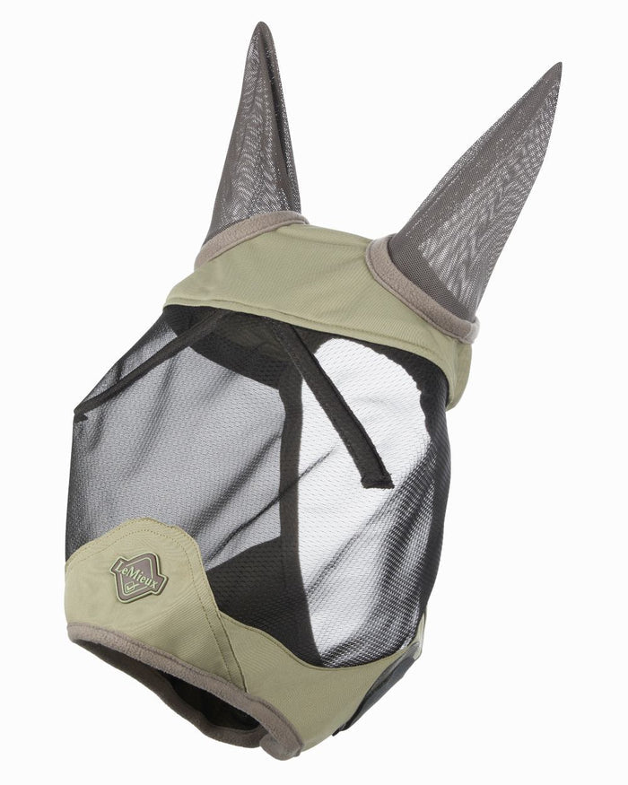 Fern coloured LeMieux Visor-Tek Half Fly Mask on white background #colour_fern