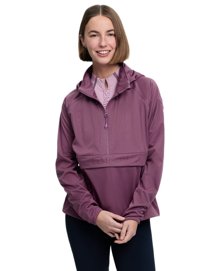 Mallow coloured LeMieux Womens Perri Half Zip Waterproof Jacket on white background #colour_mallow