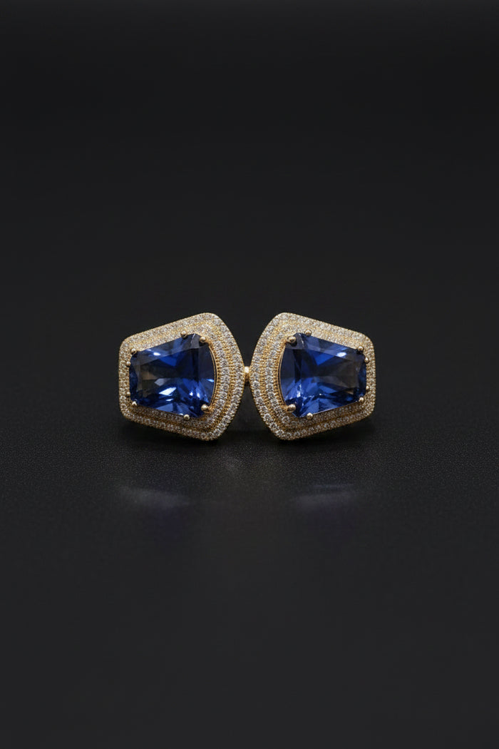 Luxe Geometric Stone Double Finger Ring
