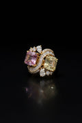 Luxury Dual Stone Wave Cocktail Ring