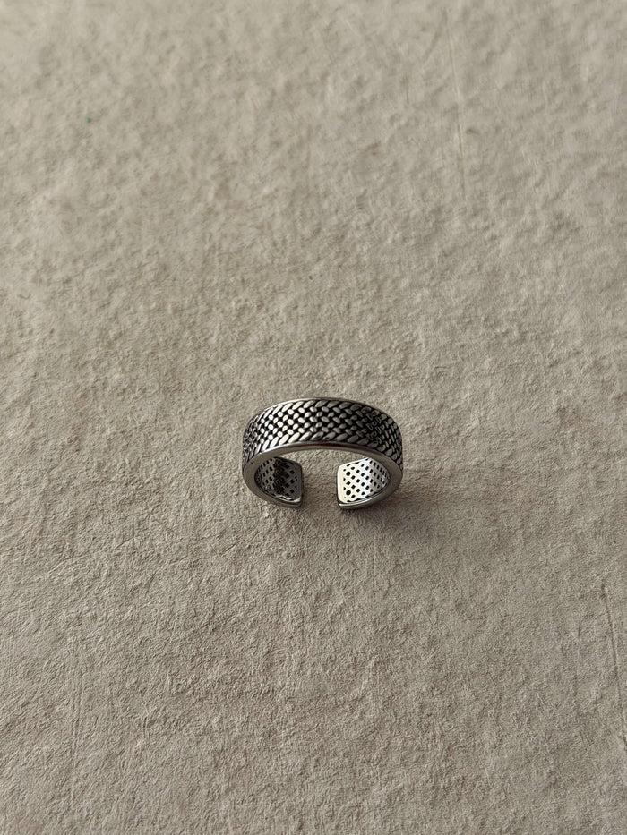 Men's Antique Silver Mesh Band Ring