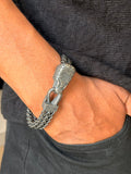 Men's Antique Silver Snake Head Bracelet