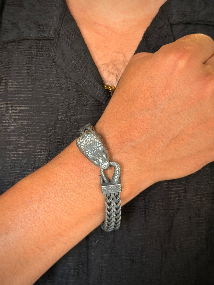 Men's Antique Silver Snake Head Bracelet