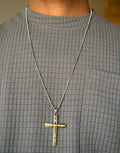 Men's Gold Cross Pendant Silver Chain