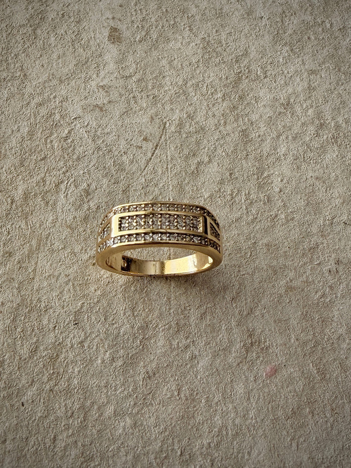 Men's Gold CZ Rectangle Band Ring