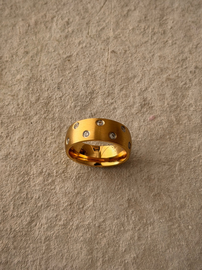 Men’s Gold CZ Studded Band Ring