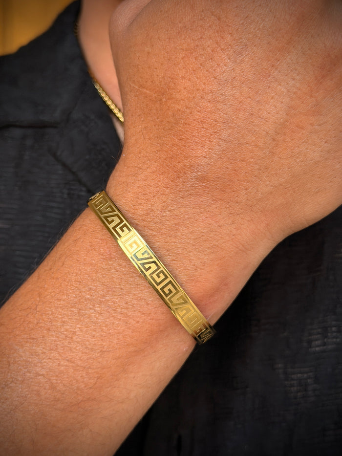 Men's Gold Greek Kada Bracelet