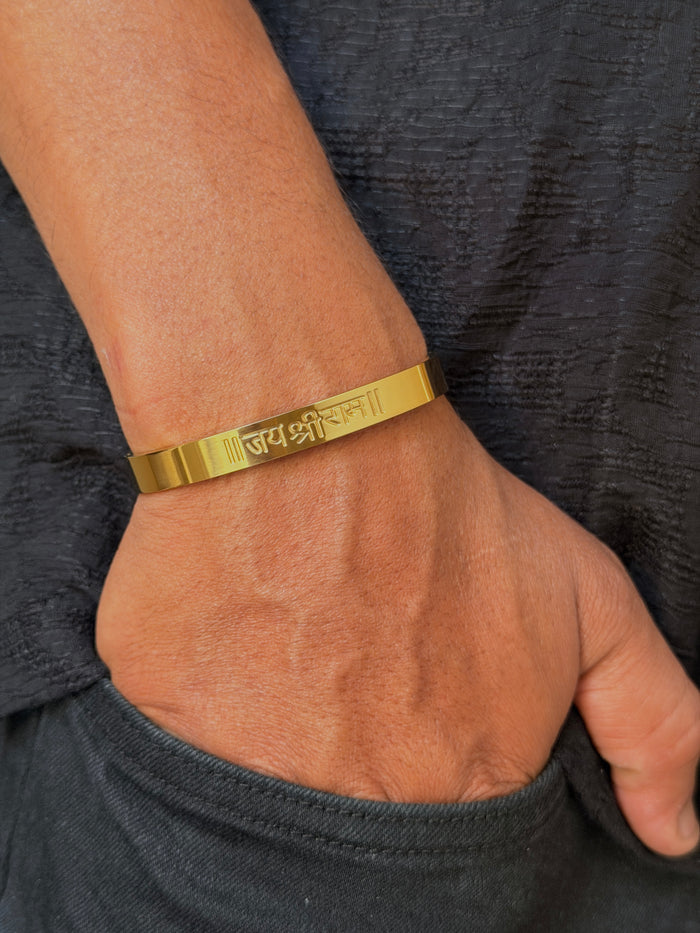 Men's Gold JAI SHRI RAM Kada Bracelet