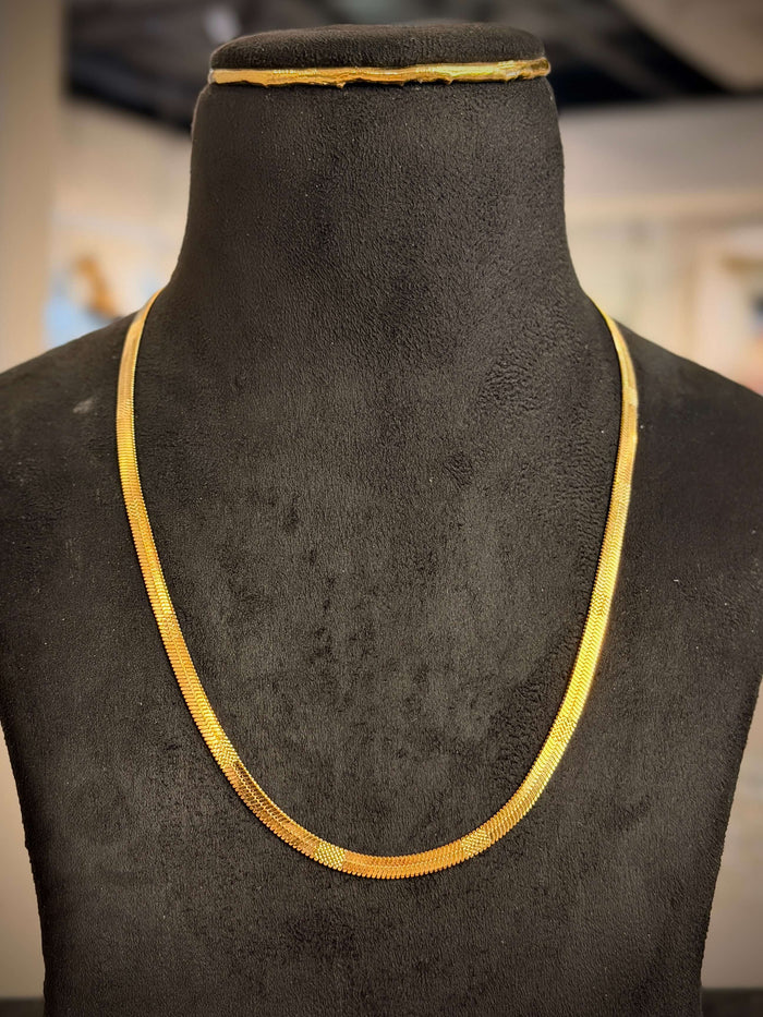 Men's Gold Patterned Herringbone Chain