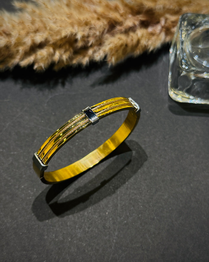 Men’s Gold & Silver Liner Kada Bracelet