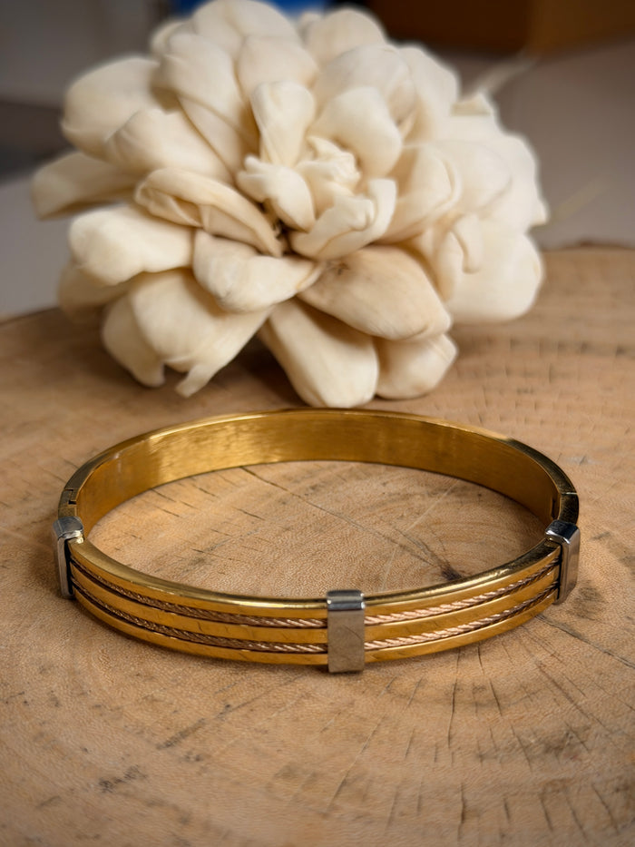 Men’s Gold & Silver Liner Kada Bracelet