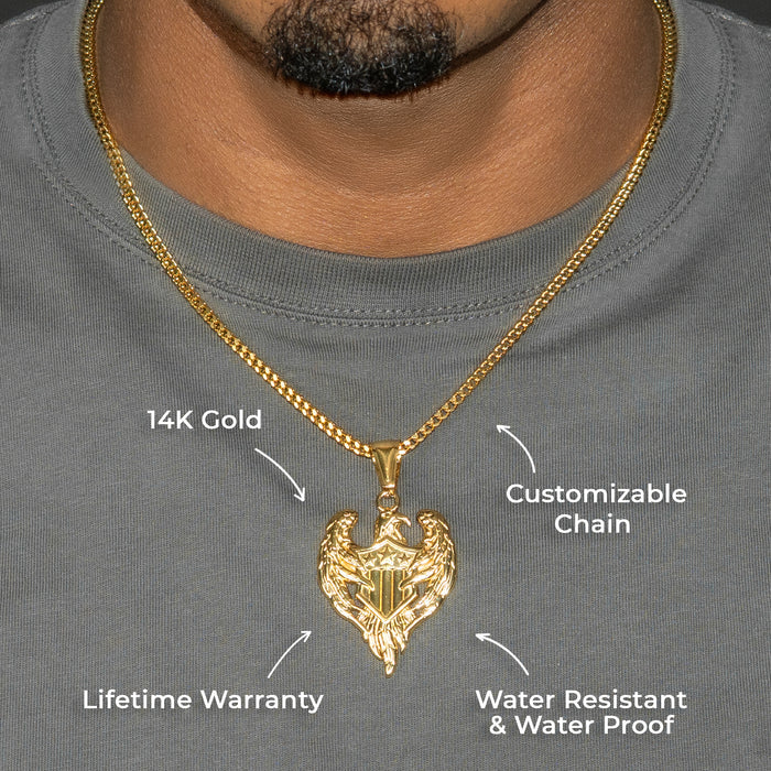Mens Jewelry - 14K Gold American Eagle Necklace | Appx. 11 Grams