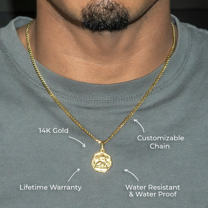 Mens Jewelry - 14K Gold Angel Necklace | Appx. 4 Grams