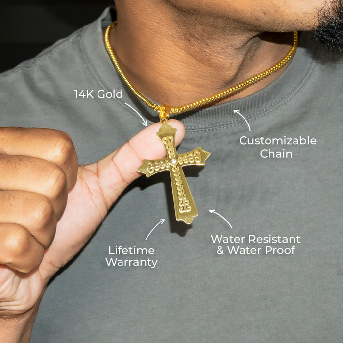 Mens Jewelry - 14K Gold Cross Necklace | Appx. 11 Grams