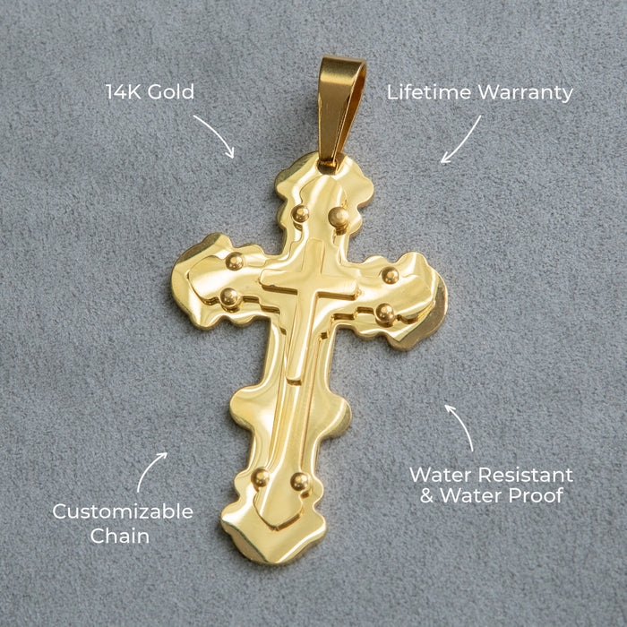 Mens Jewelry - 14K Gold Cross Necklace | Appx. 20 Grams