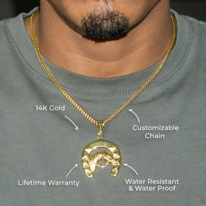 Mens Jewelry - 14K Gold Horse Shoe Necklace | Appx. 12 Grams