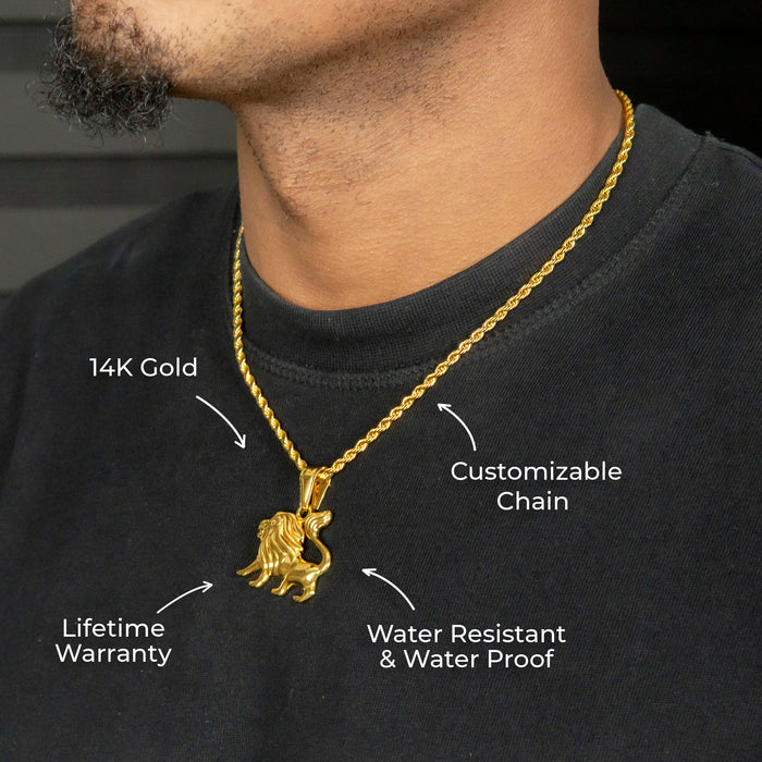 Mens Jewelry - 14K Gold Lion Necklace | Appx. 8.4 Grams