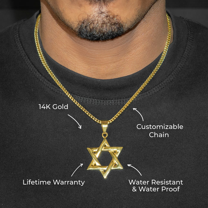 Mens Jewelry - 14K Gold Star of David Necklace | Appx. 12 Grams
