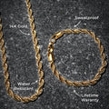 Mens Jewelry - 14K Solid Gold Rope Chain & Bracelet ( 6 Mm )