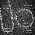 Mens Jewelry - 14K Solid White Gold Rope Chain & Bracelet ( 6 Mm )