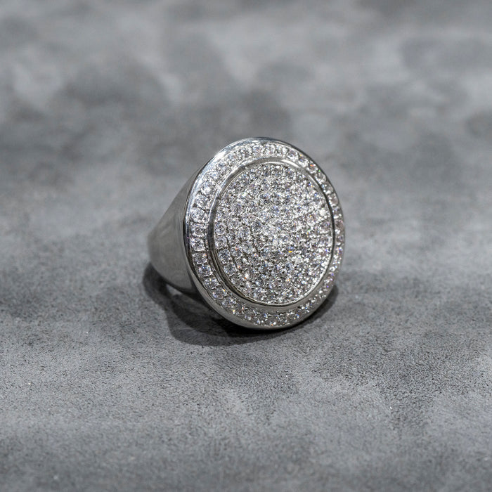 Mens Jewelry - 14K White Gold Iced Out VVS Pinky Ring | 17.2 Grams