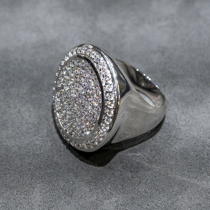 Mens Jewelry - 14K White Gold Iced Out VVS Pinky Ring | 17.2 Grams