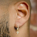 Mens Jewelry - Gold Cross Iced Out VVS Hoop Earrings for Men | Appx. 1.3 Grams