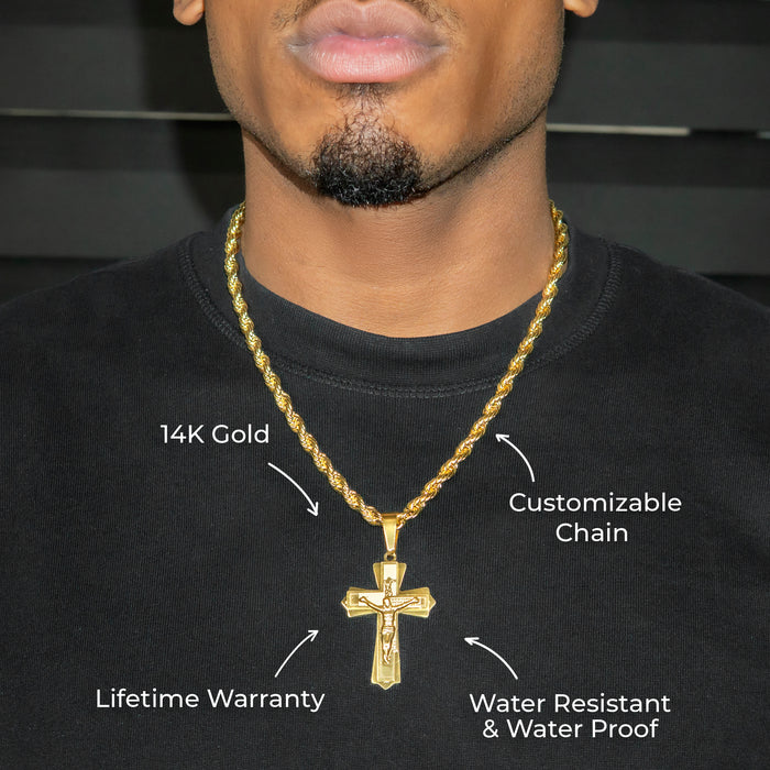 Mens Jewelry - Gold Crucifix Necklace | Appx. 12 Grams