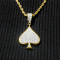 Mens Jewelry -  Gold Iced Out VVS Ace of Spades Necklace | Appx. 15.9 Grams