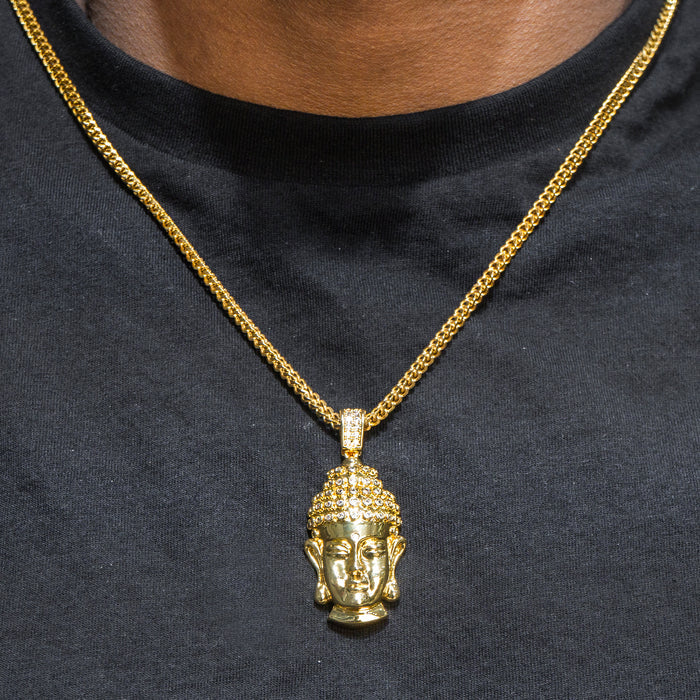 Mens Jewelry -  Gold Iced Out VVS Buddha Pendant | 13.6 Grams