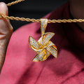 Mens Jewelry -  Gold Iced Out VVS Pinwheel Necklace | Appx. 20.7 Grams
