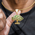 Mens Jewelry -  Gold Iced Out VVS Tree Pendant | 9 Grams