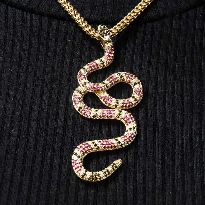 Mens Jewelry -  Gold Iced Out VVS Twisted Snake Necklace | Appx. 10 Grams