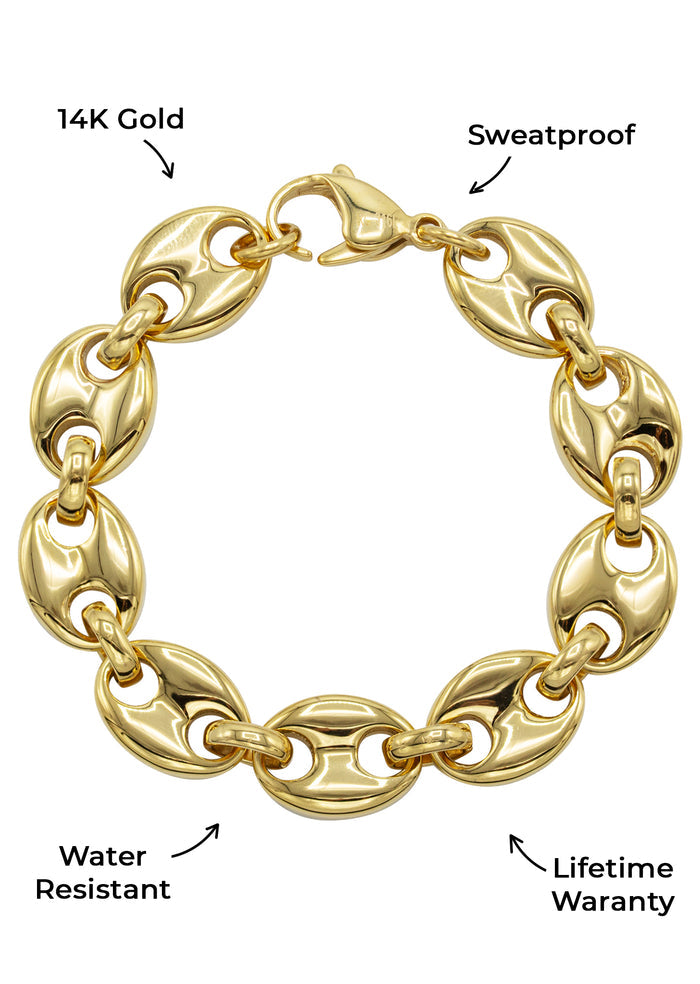 Mens Jewelry - Mens 14K Gold Puff Chain & Bracelet