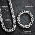Mens Jewelry - Mens 14K White Gold Byzantine Chain & Bracelet