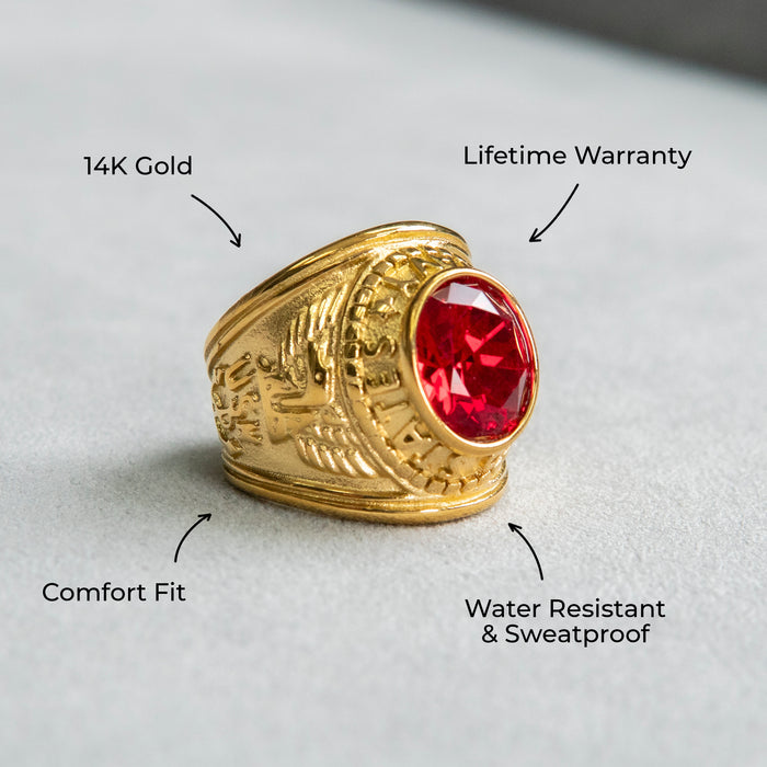 Mens Jewelry - Ruby Gold Pinky Ring | 12 Grams