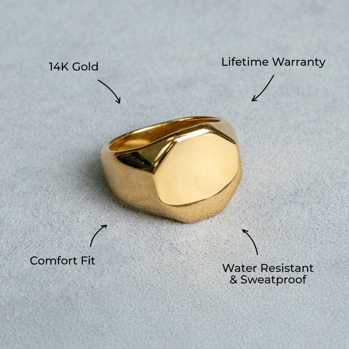 Mens Jewelry - Signet Gold Pinky Ring | 12 Grams
