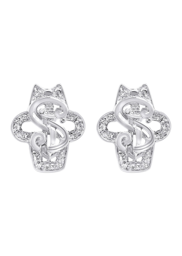 Mens Jewelry - Silver Dollar Sign Iced Out VVS Stud Earrings for Men | Appx. 5.6 Grams