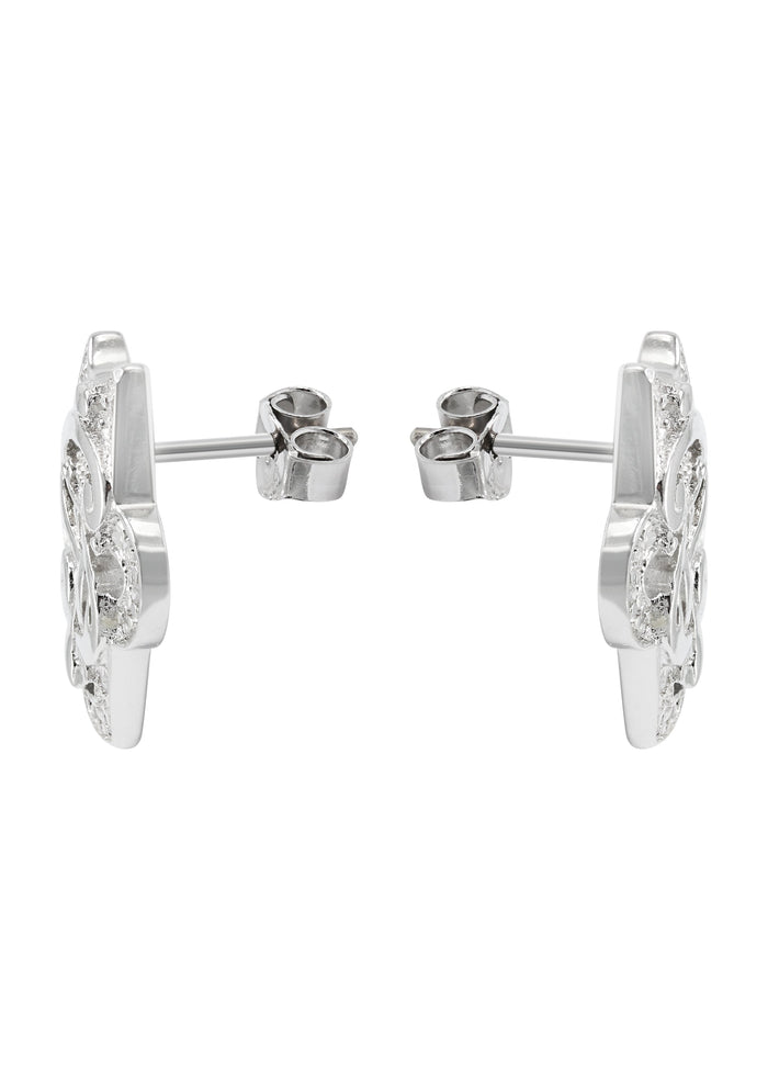 Mens Jewelry - Silver Dollar Sign Iced Out VVS Stud Earrings for Men | Appx. 5.6 Grams