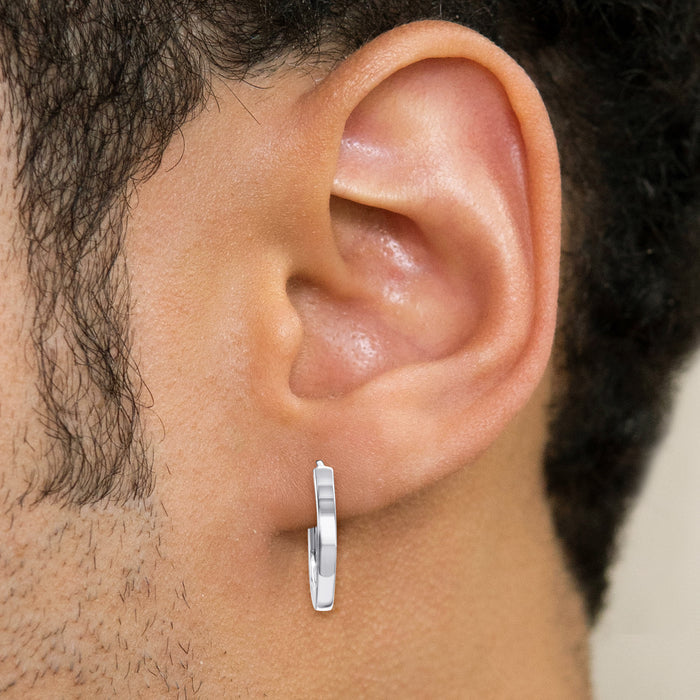 Mens Jewelry - Silver Iced Out VVS Hoop Earring for Men | Appx. 0.8 Grams