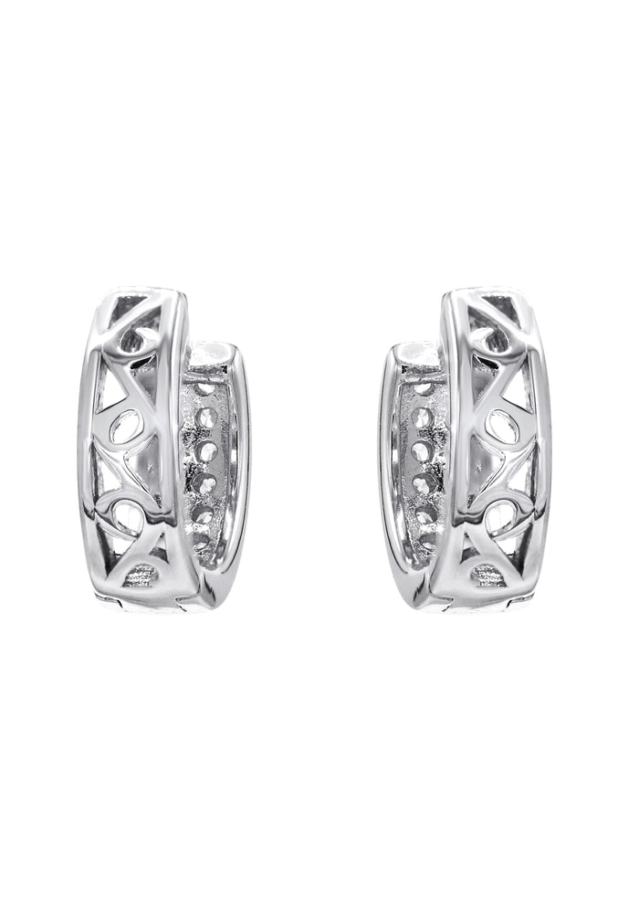 Mens Jewelry - Silver Iced Out VVS Hoop Earrings for Men | Appx. 2.6 Grams