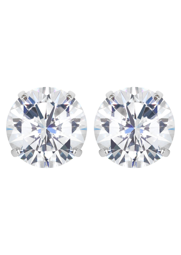 Mens Jewelry - Silver Push Back Round Iced Out VVS Stud Earrings for Men