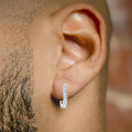 Mens Jewelry - Silver Round Iced Out VVS Stud Earrings for Men | Appx. 1.5 Grams