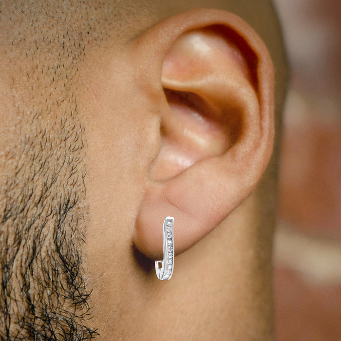 Mens Jewelry - Silver Round Iced Out VVS Stud Earrings for Men | Appx. 1.5 Grams